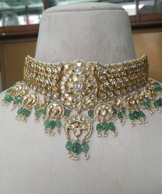 Polki Jadau Necklace Handcrafted by Jaipuri Goldsmiths